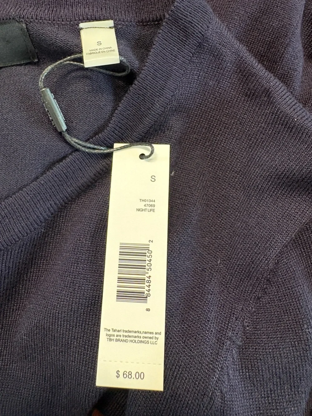 Tahari Navy Button-Front Cardigan